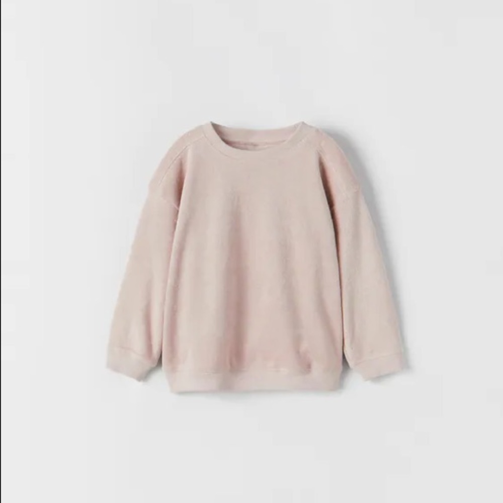 NWT Zara light pink terry cloth sweatshirt Size 2-3 and 3-4 available